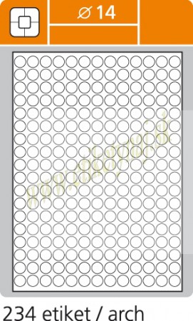 Print etikety kruhové biele14 mm  100 hárkov A/4